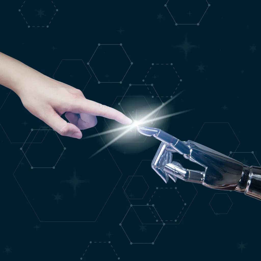 photo main humaine et main robotique nouvelle technologie